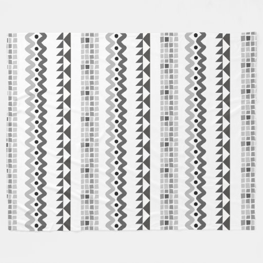 Aztec Geometric Grey Abstract Pattern Fleece Deken (Voorkant (Horizontaal))