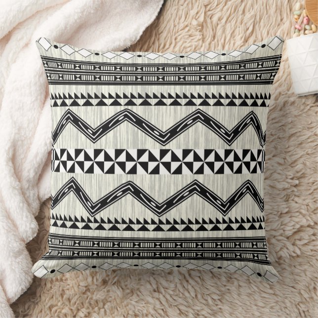 Aztec Geometric Grey Abstract Pattern Kussen (Deken)