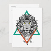 Aztec Geometric Lion Portret Briefkaart (Voorkant / Achterkant)