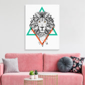 Aztec Geometric Lion Portret Canvas Afdruk (Insitu (Woonkamer))