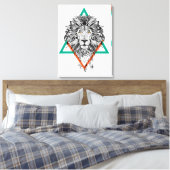 Aztec Geometric Lion Portret Canvas Afdruk (Insitu (Slaapkamer))
