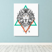 Aztec Geometric Lion Portret Canvas Afdruk (Insitu (Houten vloer))