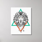 Aztec Geometric Lion Portret Canvas Afdruk (Voorkant)