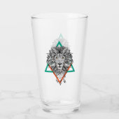 Aztec Geometric Lion Portret Glas (Achterkant)