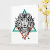 Aztec Geometric Lion Portret Kaart (Gele Bloem)