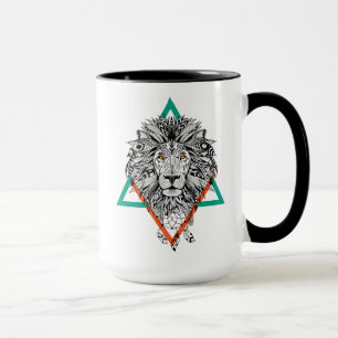 Aztec Geometric Lion Portret Mok
