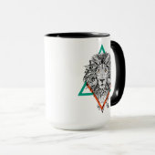 Aztec Geometric Lion Portret Mok (Voorkant rechts)