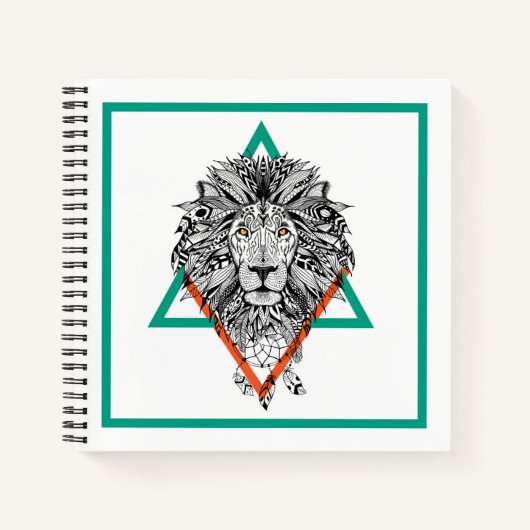 Aztec Geometric Lion Portret Notitieboek (Voorkant)