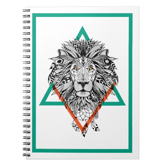 Aztec Geometric Lion Portret Notitieboek (Voorkant)