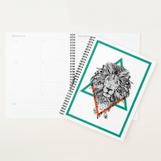 Aztec Geometric Lion Portret Planner (Display)