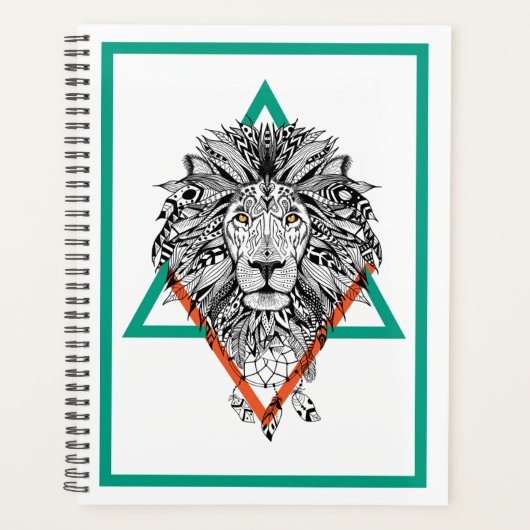 Aztec Geometric Lion Portret Planner (Voorkant)