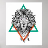 Aztec Geometric Lion Portret Poster (Voorkant)
