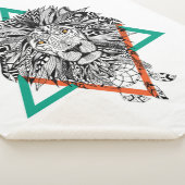 Aztec Geometric Lion Portret Sherpa Deken (3/4)