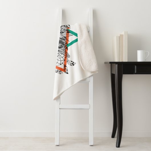 Aztec Geometric Lion Portret Sherpa Deken (In situ)