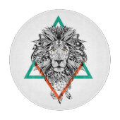 Aztec Geometric Lion Portret Snijplank (Voorkant)