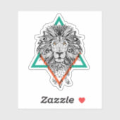 Aztec Geometric Lion Portret Sticker (Vel)