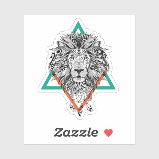 Aztec Geometric Lion Portret Sticker (Vel)
