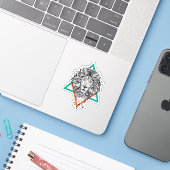 Aztec Geometric Lion Portret Sticker (Laptop met iPhone)