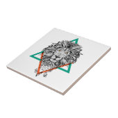 Aztec Geometric Lion Portret Tegeltje (Zijkant)