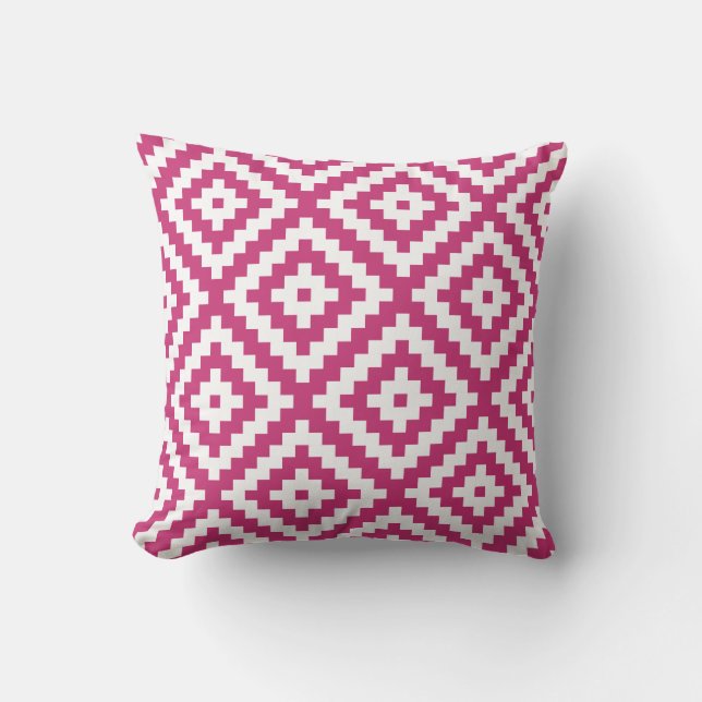 Aztec Geometric Magenta Kussen (Voorkant)