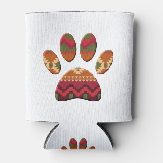 Aztec Geometric Pattern Art Dog Paw Print Blikjeskoeler (Voorkant)