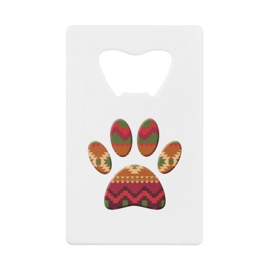 Aztec Geometric Pattern Art Dog Paw Print Creditkaart Flessenopener (Voorkant)