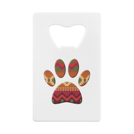 Aztec Geometric Pattern Art Dog Paw Print Creditkaart Flessenopener (Achterkant)