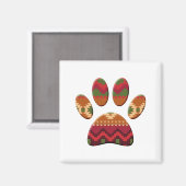 Aztec Geometric Pattern Art Dog Paw Print Magneet (Voorkant / Achterkant)