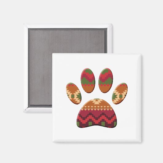 Aztec Geometric Pattern Art Dog Paw Print Magneet (Voorkant / Achterkant)