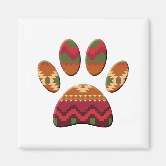 Aztec Geometric Pattern Art Dog Paw Print Magneet (Voorkant)
