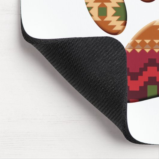 Aztec Geometric Pattern Art Dog Paw Print Muismat (Hoek)