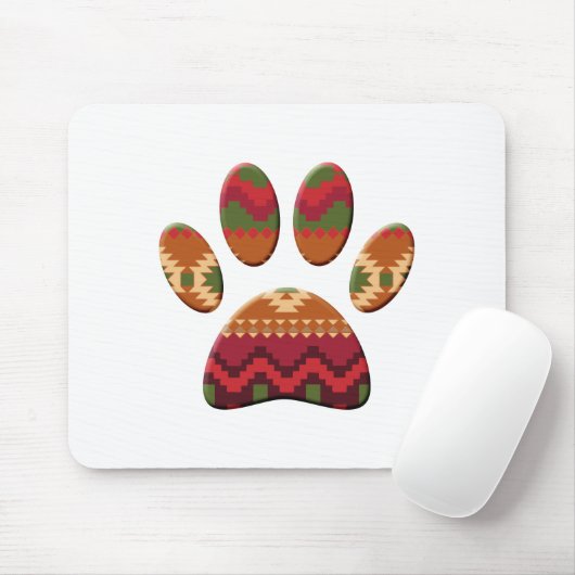 Aztec Geometric Pattern Art Dog Paw Print Muismat (Met muis)