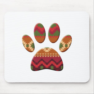 Aztec Geometric Pattern Art Dog Paw Print Muismat