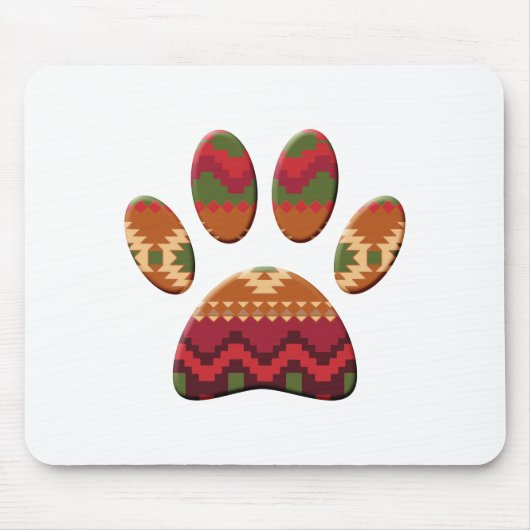 Aztec Geometric Pattern Art Dog Paw Print Muismat (Voorkant)