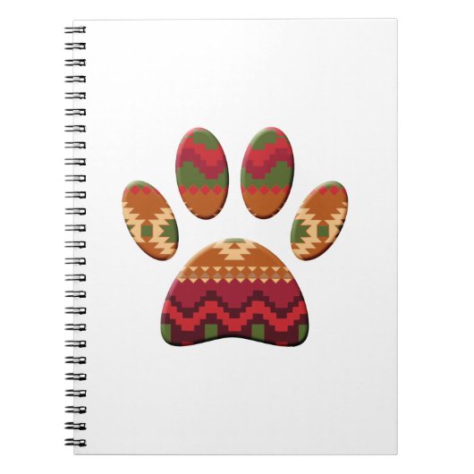 Aztec Geometric Pattern Art Dog Paw Print Notitieboek (Voorkant)