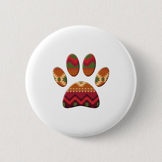 Aztec Geometric Pattern Art Dog Paw Print Ronde Button 5,7 Cm (Voorkant)