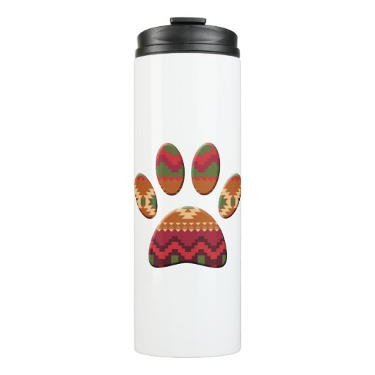 Aztec Geometric Pattern Art Dog Paw Print Thermosbeker (Voorkant)