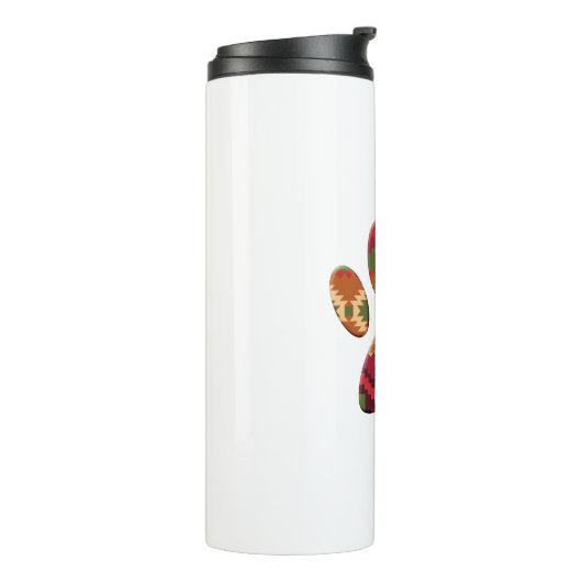 Aztec Geometric Pattern Art Dog Paw Print Thermosbeker (Gedraaid links)