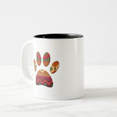 Aztec Geometric Pattern Art Dog Paw Print Tweekleurige Koffiemok (Voorkant links)