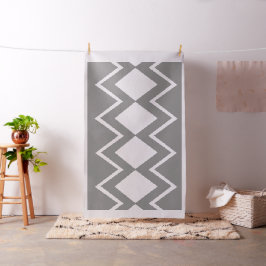 Aztec Geometrisch Abstract Patroon Grijs & Wit Stof
