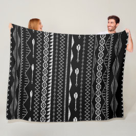 Aztec Geometrisch Abstract zwart-witpatroon Fleece Deken