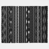 Aztec Geometrisch Abstract zwart-witpatroon Fleece Deken (Voorkant (Horizontaal))