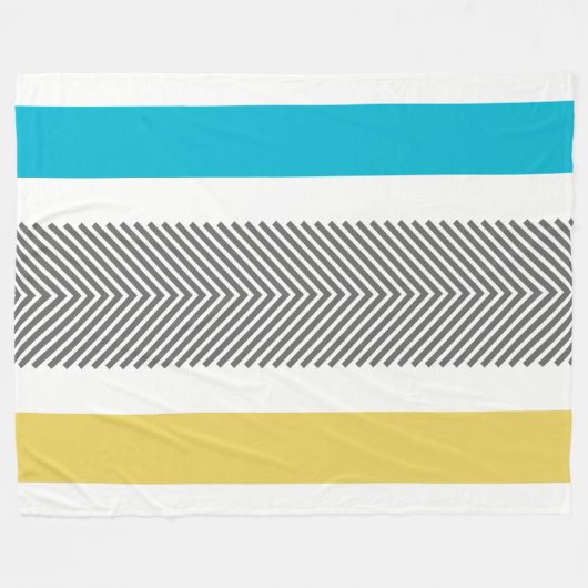 Aztec geometrisch blauw geel Abstract pijlpatroon Fleece Deken (Voorkant (Horizontaal))