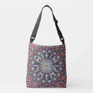 Aztec geometrisch: kleurrijk cirkelpatroon crossbody tas