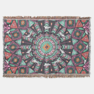 Aztec geometrisch: kleurrijk cirkelpatroon deken