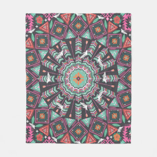 Aztec geometrisch: kleurrijk cirkelpatroon fleece deken