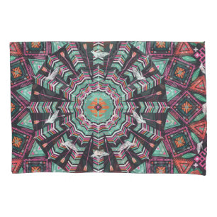 Aztec geometrisch: kleurrijk cirkelpatroon kussensloop