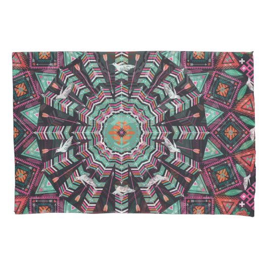 Aztec geometrisch: kleurrijk cirkelpatroon kussensloop (Voorkant)