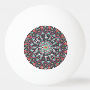 Aztec geometrisch: kleurrijk cirkelpatroon pingpongbal