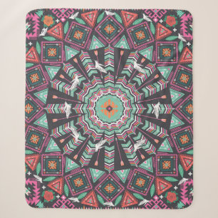 Aztec geometrisch: kleurrijk cirkelpatroon sherpa deken